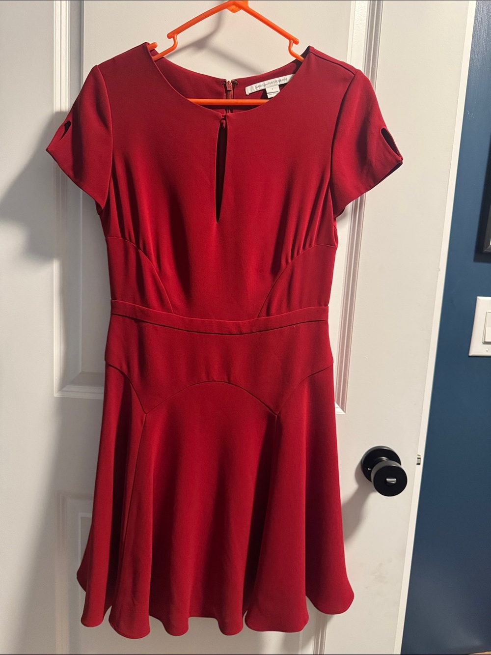Diane Von Furstenberg Red Short-Sleeve Fit-and-Flare Dress